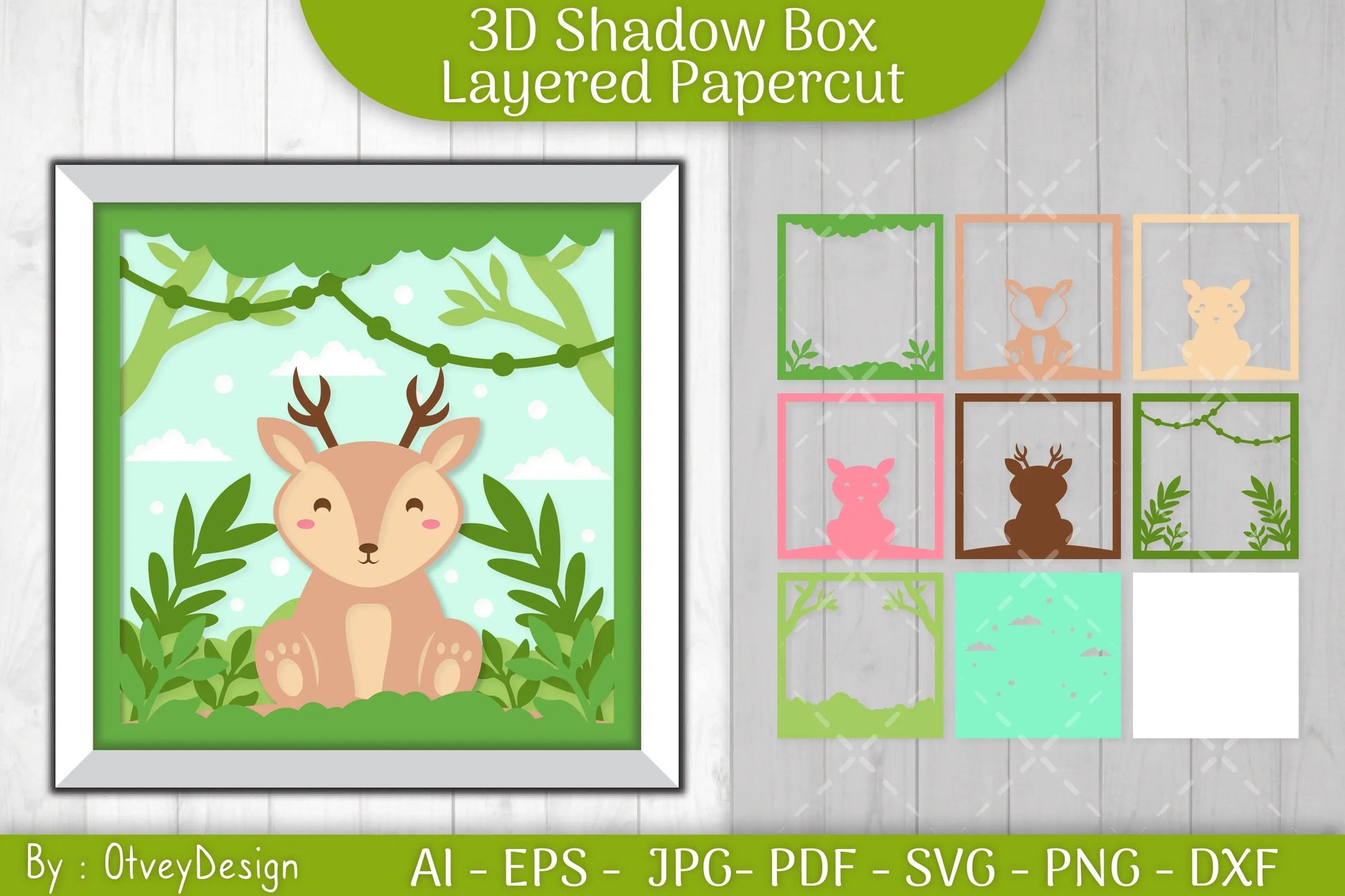 Deer Animals Shadow Box Layered Papercut SVG Bundle - CraftNest - Digital Crafting and Art