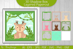 Deer Animals Shadow Box Layered Papercut SVG Bundle - CraftNest - Digital Crafting and Art