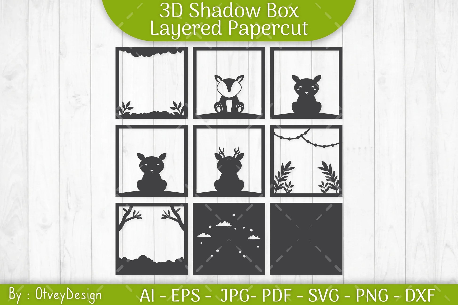 Deer Animals Shadow Box Layered Papercut SVG Bundle - CraftNest - Digital Crafting and Art