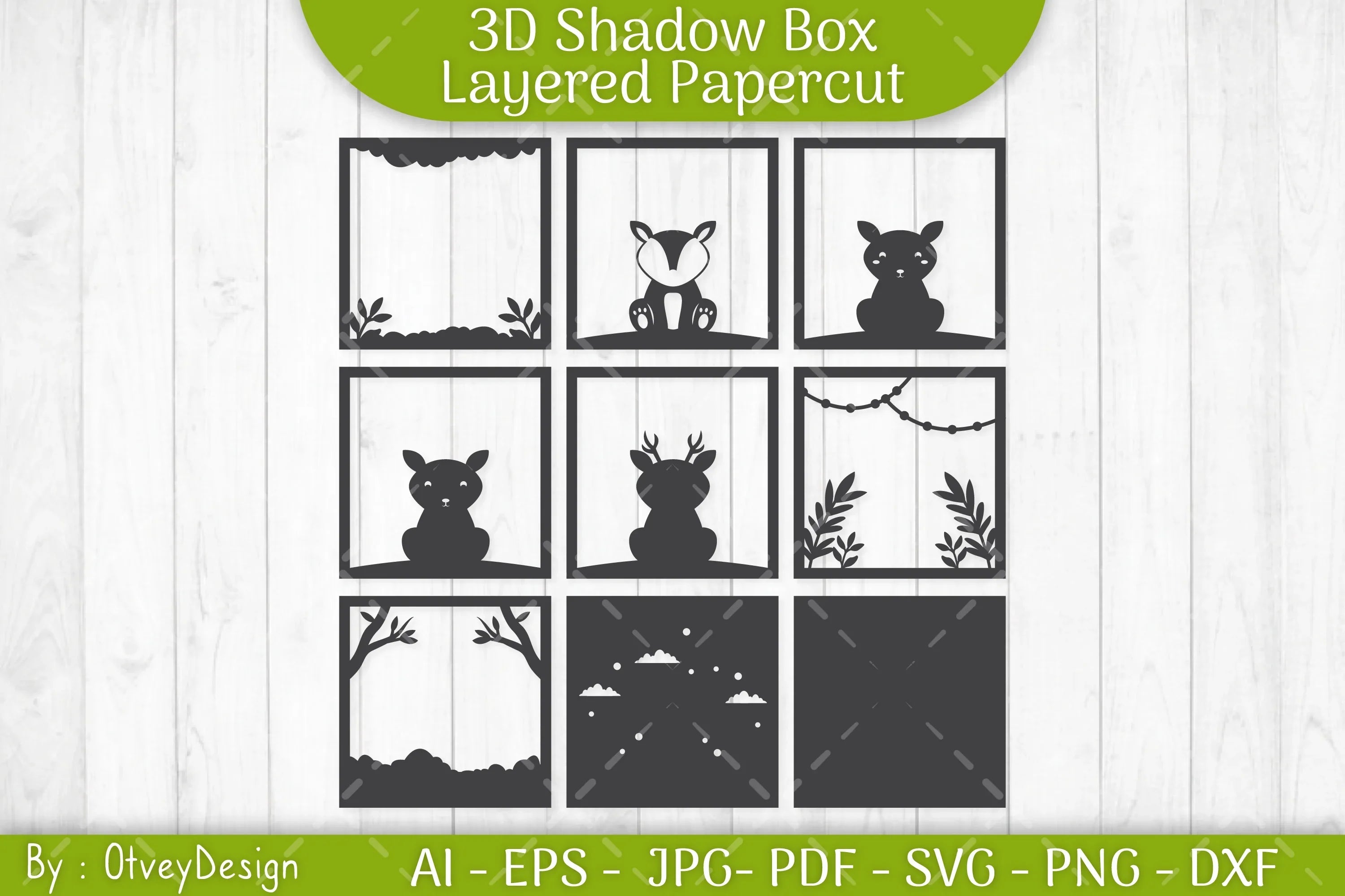 Deer Animals Shadow Box Layered Papercut SVG Bundle - CraftNest - Digital Crafting and Art