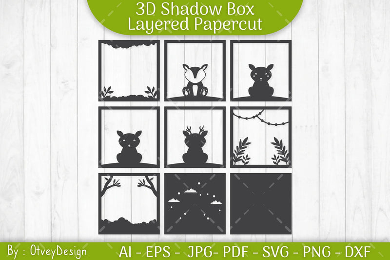 Deer Animals Shadow Box Layered Papercut SVG Bundle - CraftNest - Digital Crafting and Art