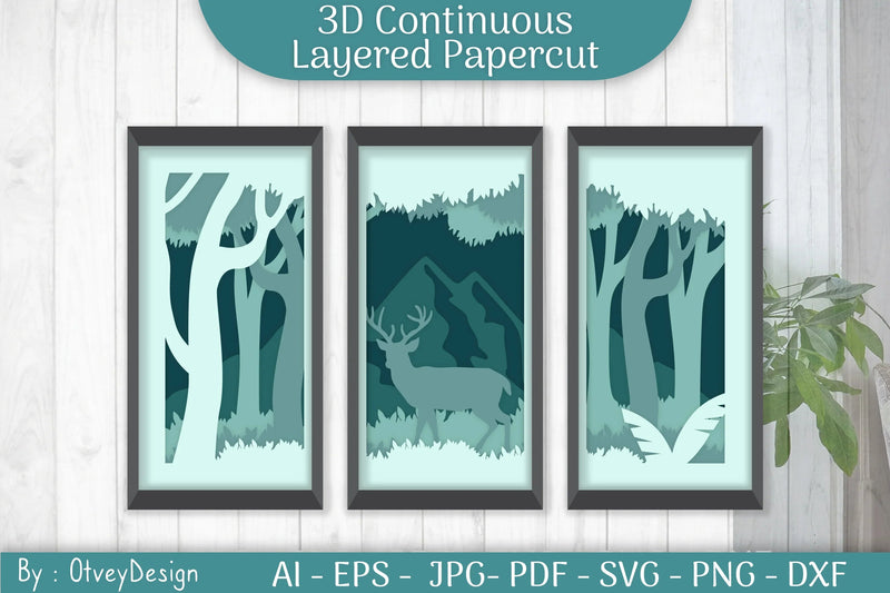Deer Continuous Layered Papercut SVG Bundle - CraftNest - Digital Crafting and Art