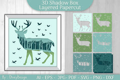 Deer in Forest Shadow Box Layered Papercut SVG Bundle - CraftNest - Digital Crafting and Art