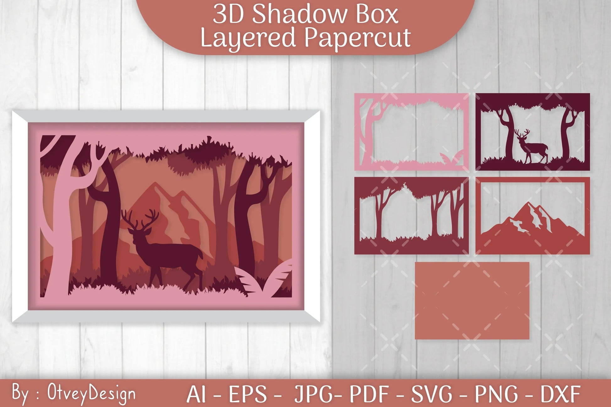 Deer Shadow Box Layered Papercut SVG Bundle - CraftNest - Digital Crafting and Art