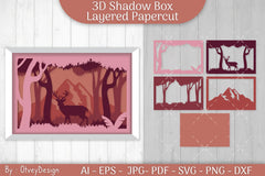 Deer Shadow Box Layered Papercut SVG Bundle - CraftNest - Digital Crafting and Art