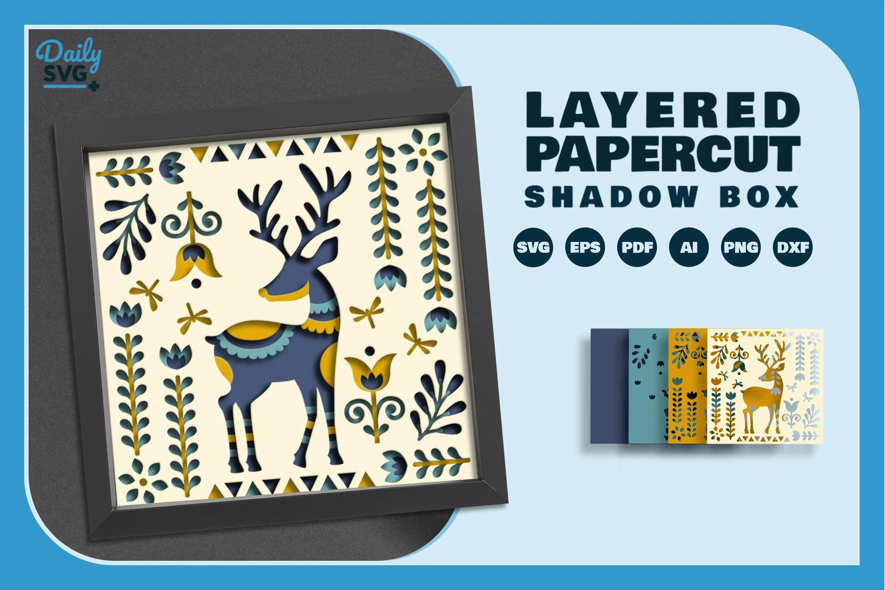 Deer Folk Art Papercut SVG Bundle - CraftNest - Digital Crafting and Art