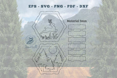 Deer Hexagon Laser Cut Home Decor SVG Bundle - CraftNest - Digital Crafting and Art