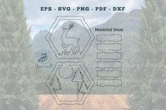 Deer Hexagon Laser Cut Home Decor SVG Bundle - CraftNest - Digital Crafting and Art