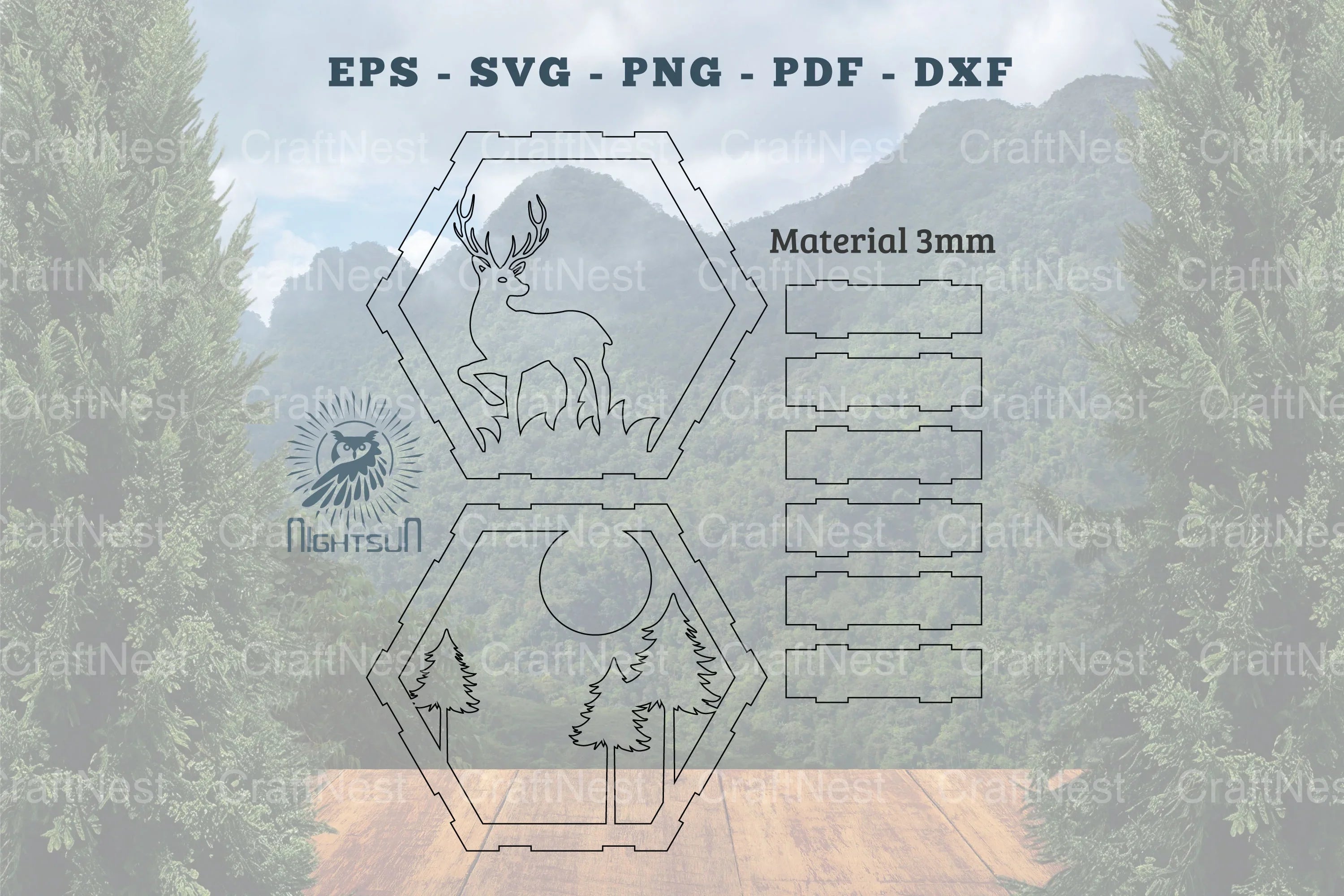 Deer Hexagon Laser Cut Home Decor Clipart Bundle - CraftNest - Digital Crafting and Art
