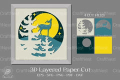 Deer in Forest 3D Layered Paper Cut Clipart Bundle - CraftNest - Digital Crafting and Art