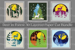 Deer in Forest 3D Layered Paper Cut Clipart Bundle - CraftNest - Digital Crafting and Art