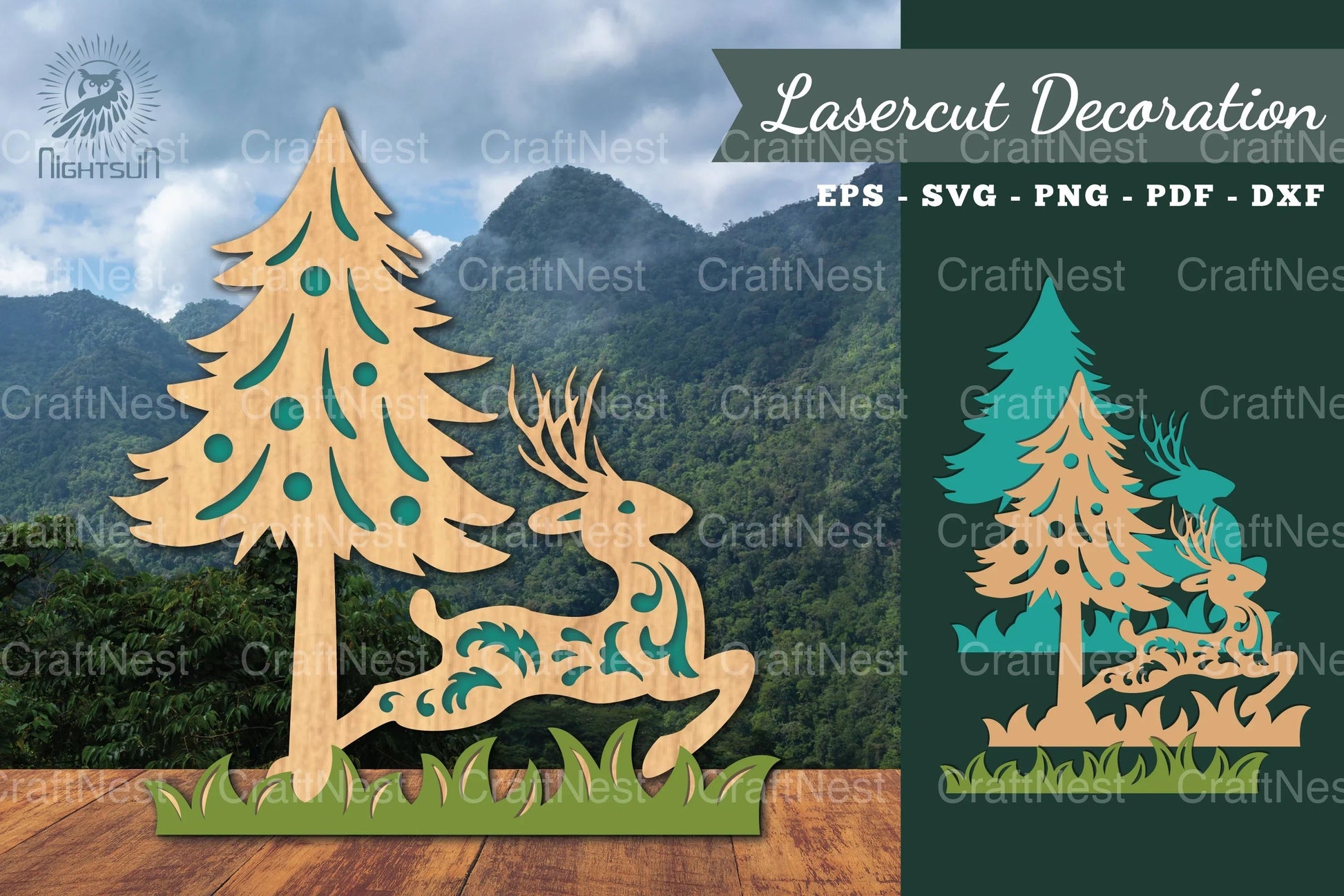 Deer in Forest Laser Cut Decoration Clipart Bundle - CraftNest - Digital Crafting and Art