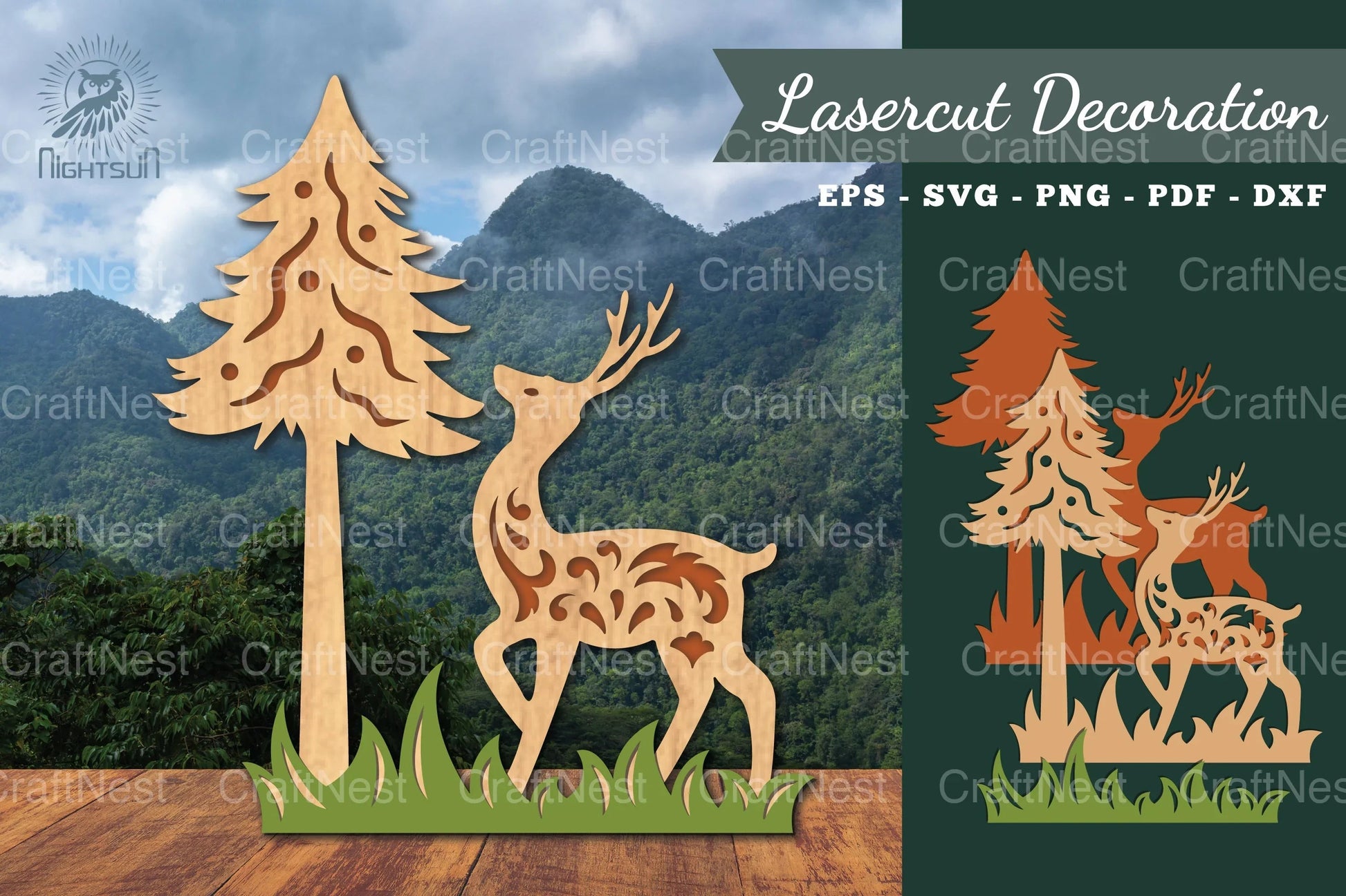 Deer in Forest Laser Cut Decoration Clipart Bundle - CraftNest - Digital Crafting and Art