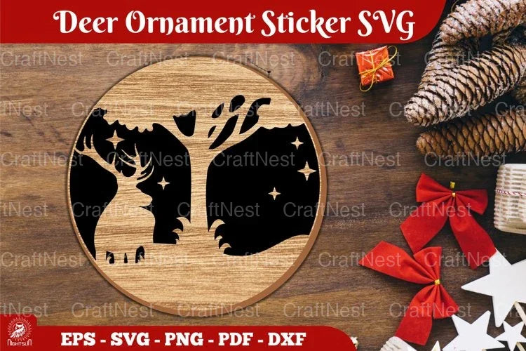 Christmas Deer Ornament Sticker Clipart Bundle - CraftNest - Digital Crafting and Art
