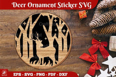 Christmas Deer Ornament Sticker SVG Bundle - CraftNest - Digital Crafting and Art