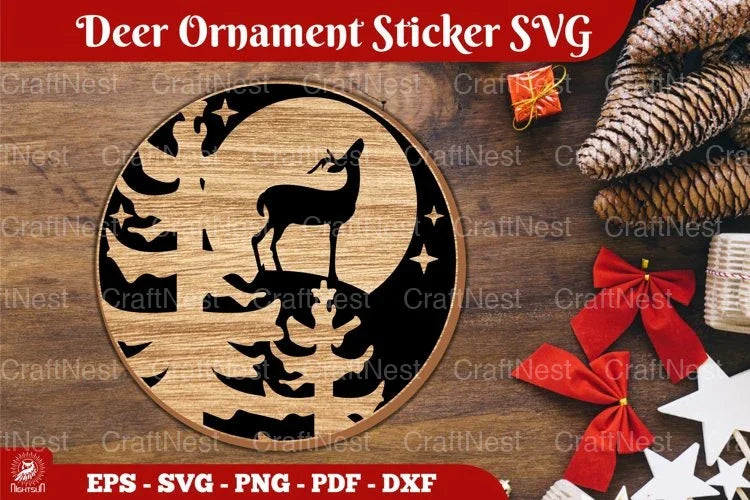 Christmas Deer Ornament Sticker Clipart Bundle - CraftNest - Digital Crafting and Art