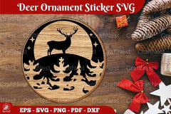Christmas Deer Ornament Sticker SVG Bundle - CraftNest - Digital Crafting and Art