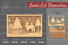 Deer Scene Laser Cut Home Decor SVG Bundle - CraftNest - Digital Crafting and Art