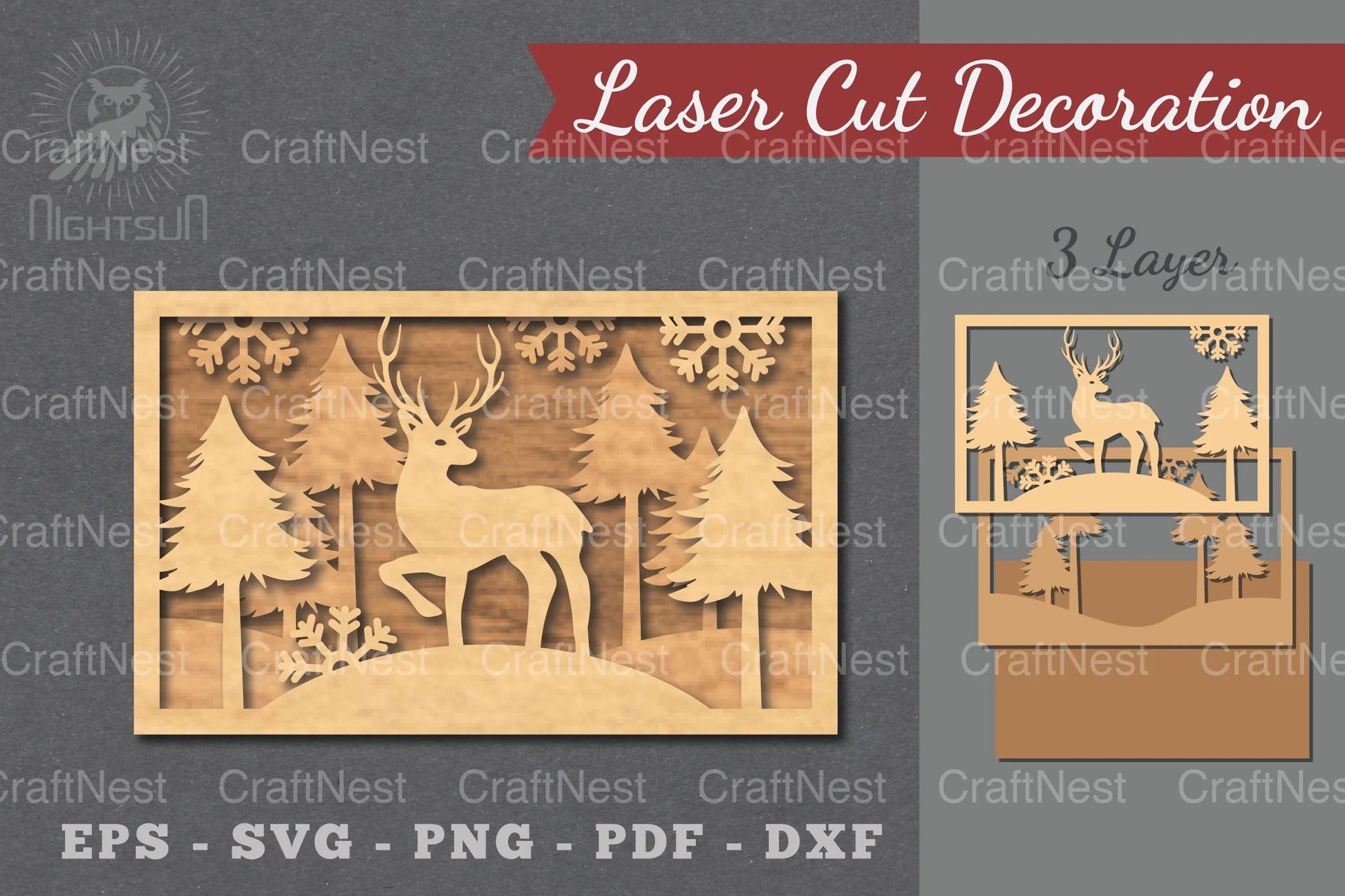 Deer Scene Laser Cut Home Decor Clipart Bundle - CraftNest - Digital Crafting and Art