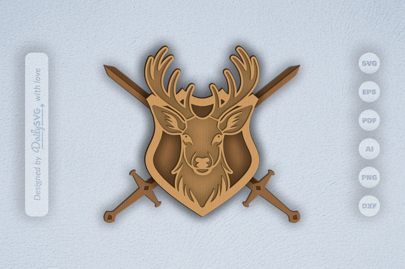 Deer Shield Laser Cut SVG Bundle - CraftNest - Digital Crafting and Art