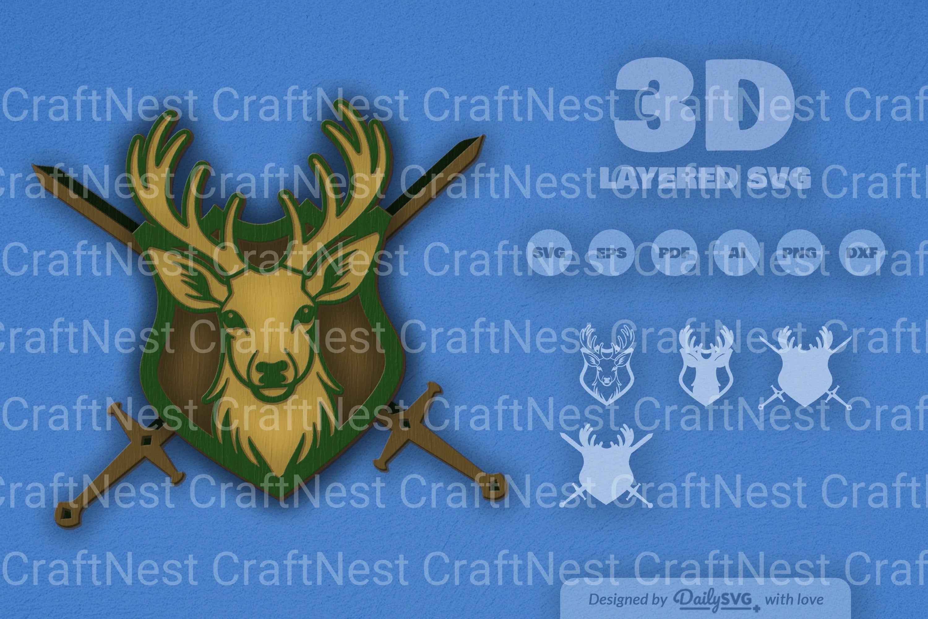 Deer Shield Laser Cut SVG Bundle