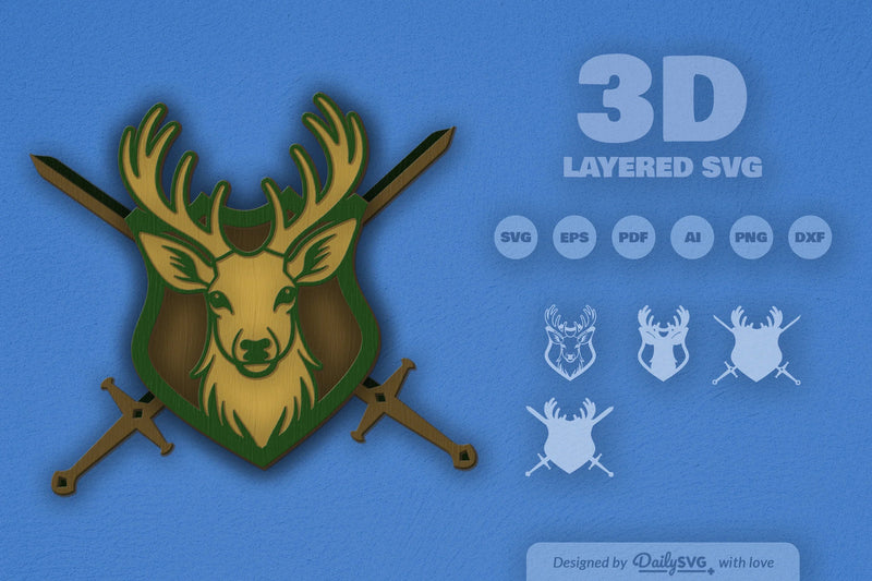 Deer Shield Laser Cut SVG Bundle - CraftNest - Digital Crafting and Art