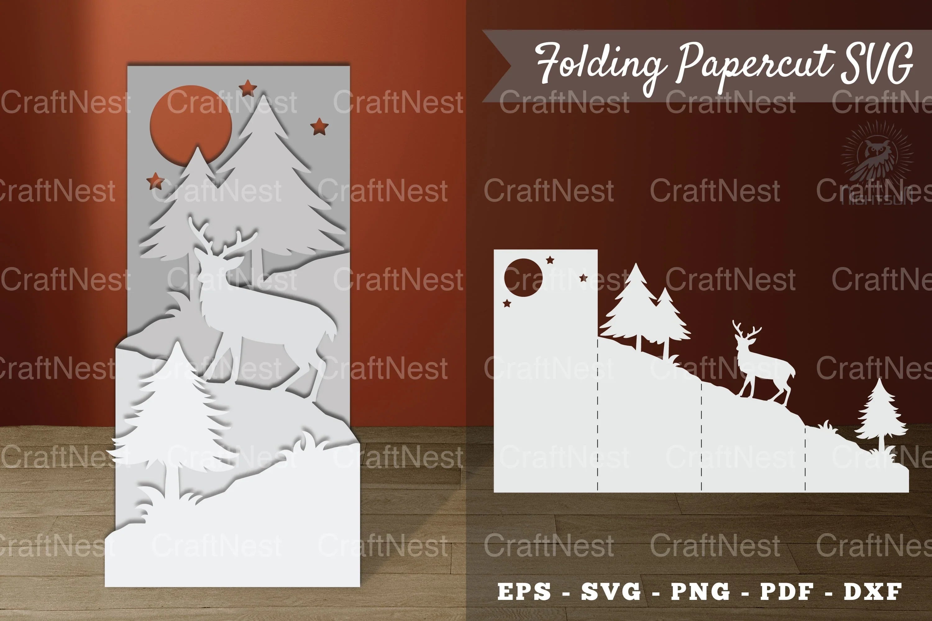 Deer in Forest Papercut Clipart Bundle - CraftNest - Digital Crafting and Art