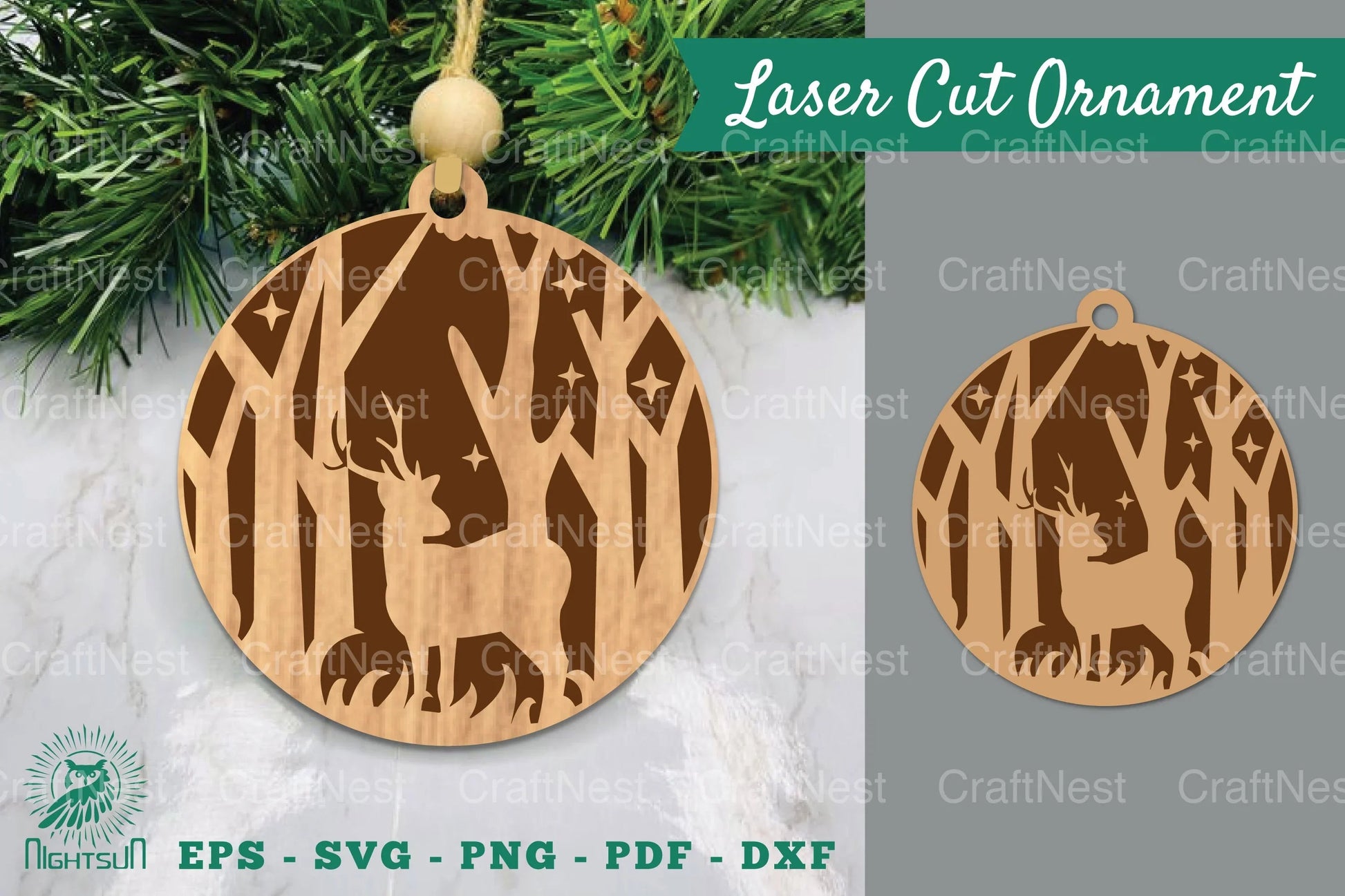 Deer in Forest Laser Cut Ornament Clipart Bundle - CraftNest - Digital Crafting and Art