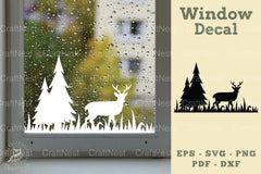 Deer in Forest Window Decal Clipart Bundle - CraftNest - Digital Crafting and Art