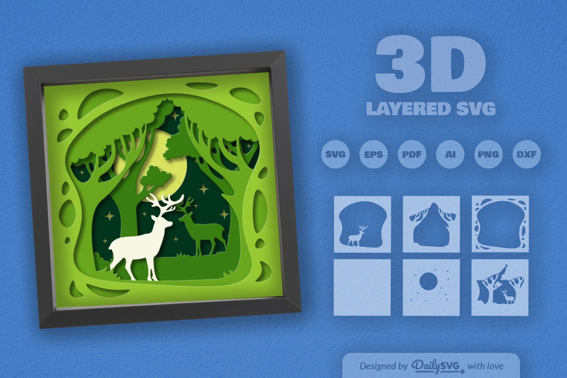 Deer in Rainforest Papercut SVG Bundle - CraftNest - Digital Crafting and Art