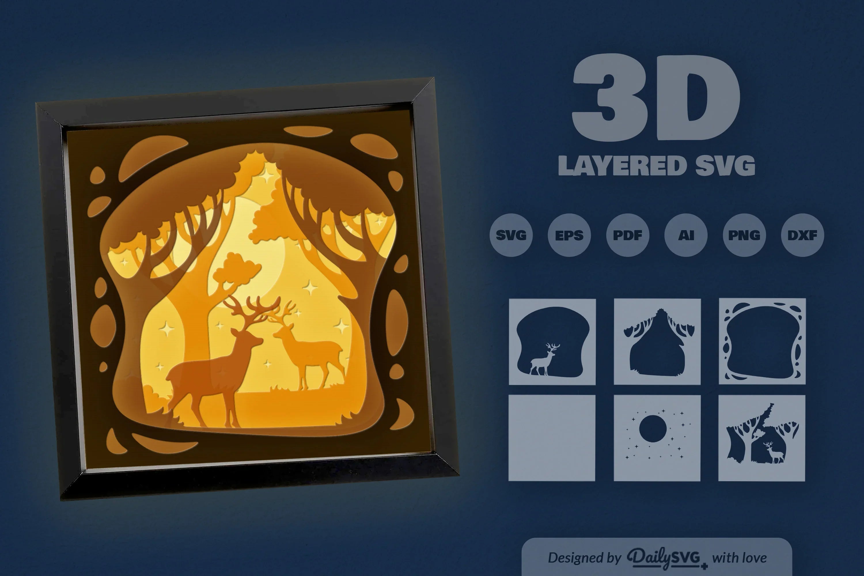 Deer in Rainforest Papercut SVG Bundle - CraftNest - Digital Crafting and Art