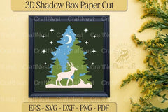 Deer in Forest 3D Shadow Box Clipart Bundle - CraftNest - Digital Crafting and Art