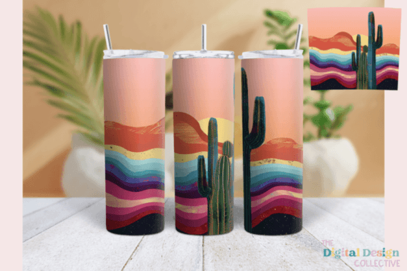 Desert Cactus Neon Western Tumbler Wrap Bundle - CraftNest - Digital Crafting and Art