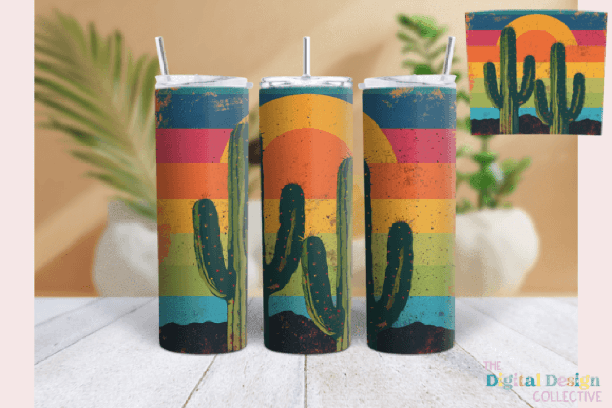 Desert Cactus Neon Western Tumbler Wrap Bundle - CraftNest - Digital Crafting and Art