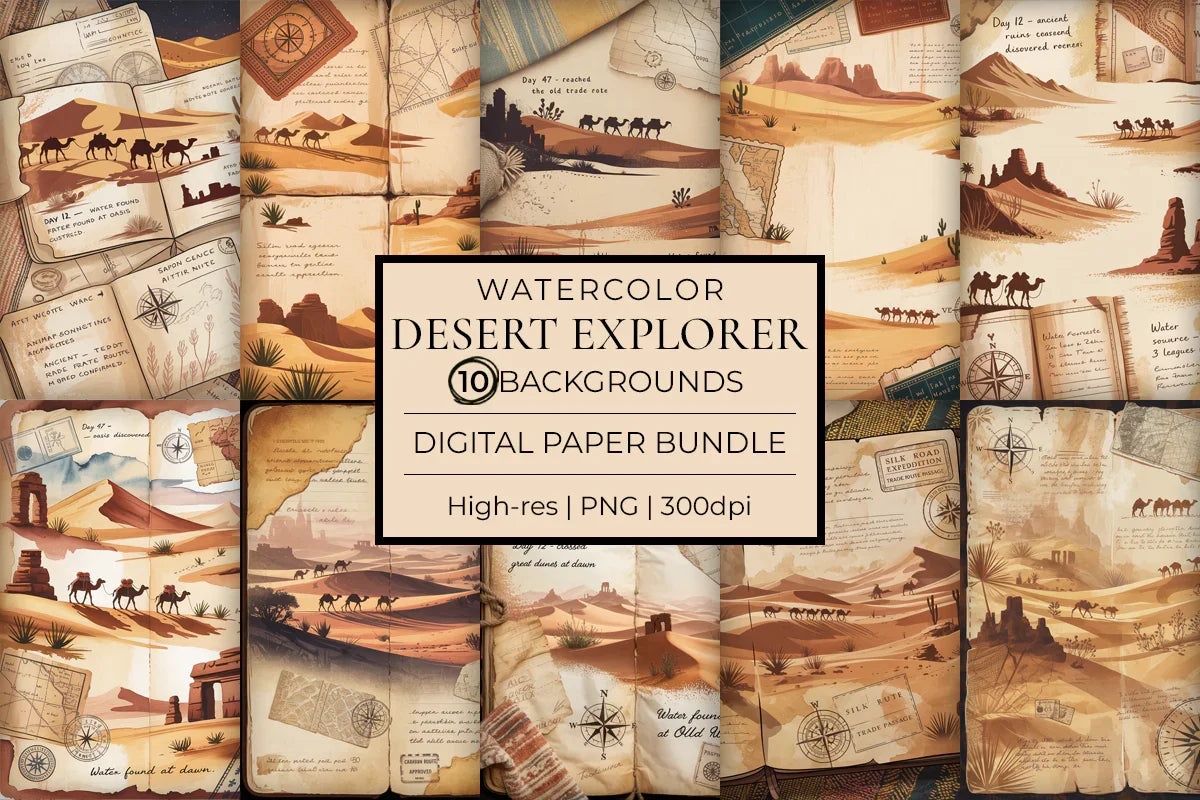 Desert Explorer Junk Journal Papers - CraftNest - Digital Crafting and Art