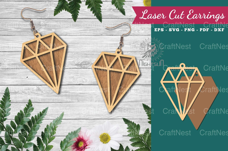 Diamond Laser Cut Earrings Clipart Bundle - CraftNest - Digital Crafting and Art
