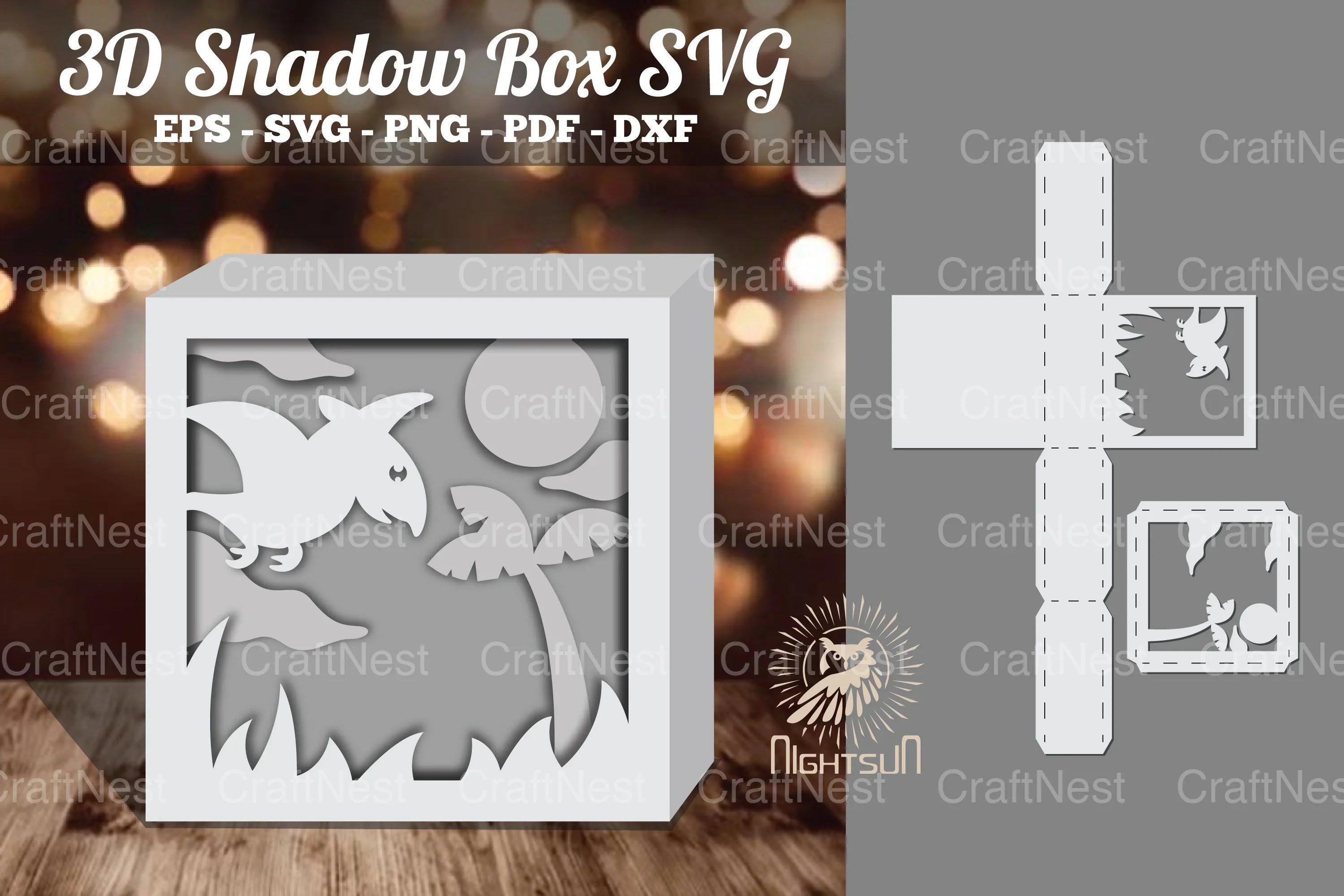 Dinosaur 3D Papercut Shadow Box SVG Bundle - CraftNest - Digital Crafting and Art