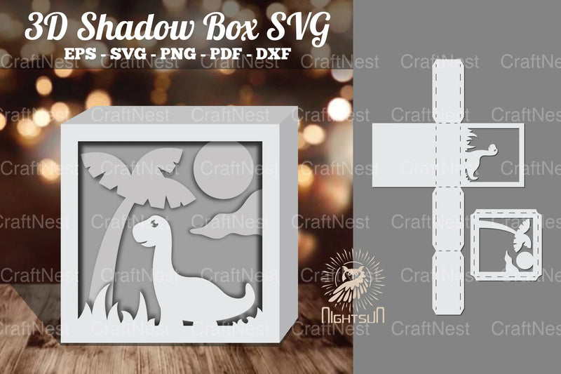 Dinosaur 3D Papercut Shadow Box Clipart Bundle - CraftNest - Digital Crafting and Art