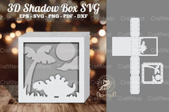 Dinosaur 3D Papercut Shadow Box SVG Bundle - CraftNest - Digital Crafting and Art
