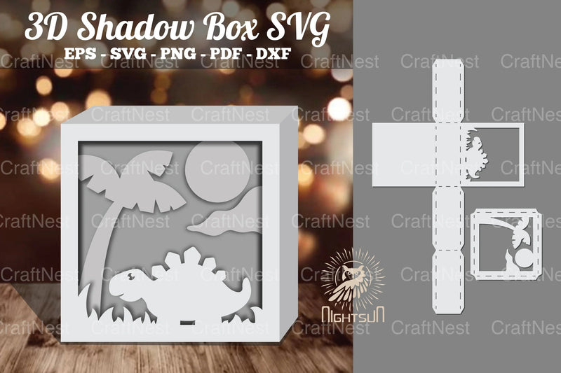 Dinosaur 3D Papercut Shadow Box SVG Bundle - CraftNest - Digital Crafting and Art