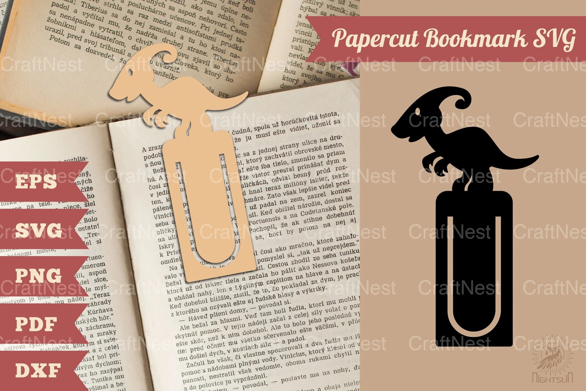 Dinosaur Papercut Bookmark SVG Bundle - CraftNest - Digital Crafting and Art