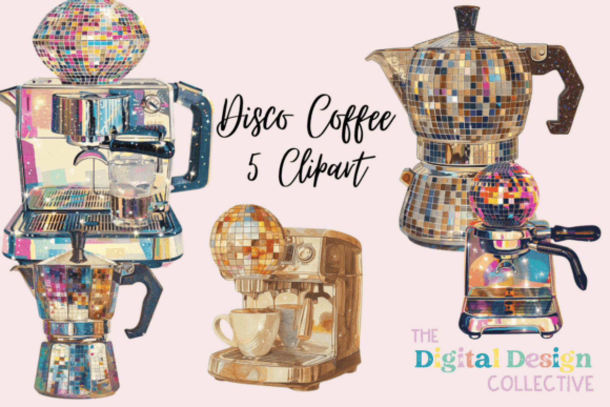 Retro Disco Coffee Clipart Bundle - CraftNest - Digital Crafting and Art