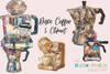 Retro Disco Coffee Clipart Bundle