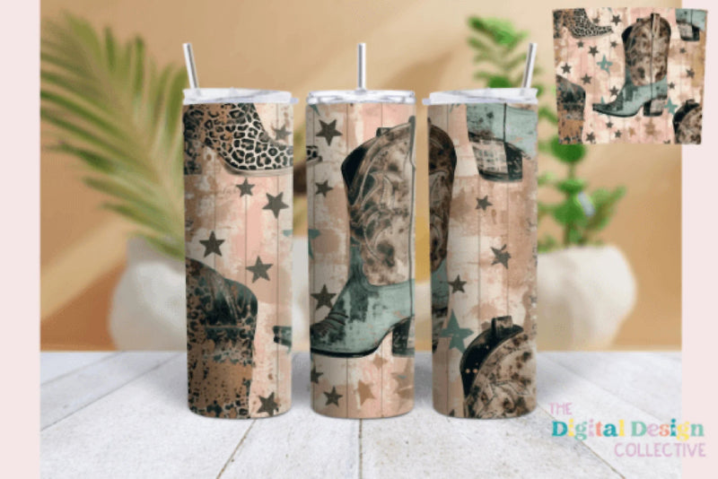 Rustic Cowgirl Boots Tumbler Wraps Bundle - CraftNest - Digital Crafting and Art