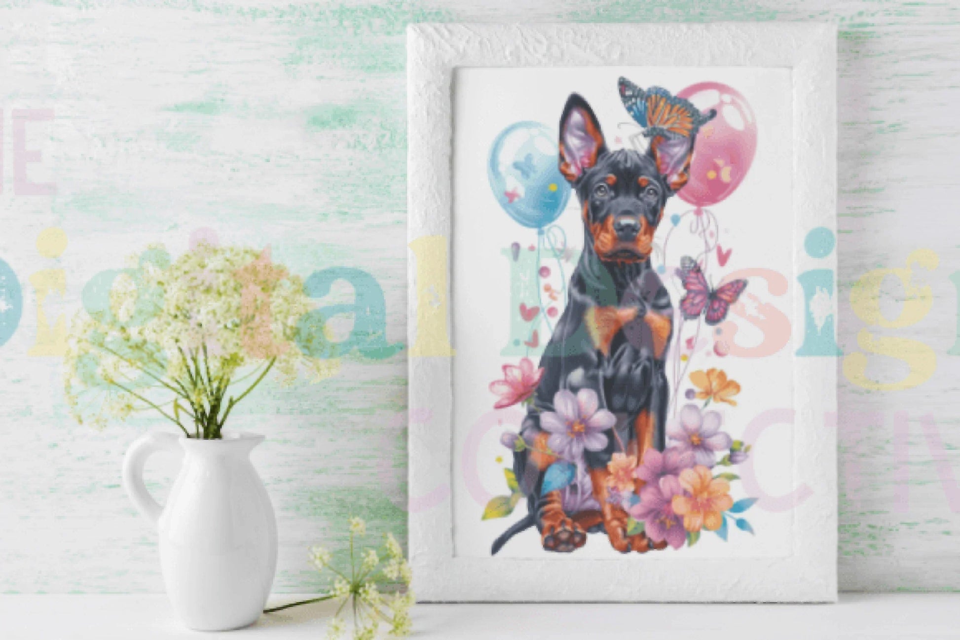 Doberman Floral Birthday Clipart Bundle - CraftNest - Digital Crafting and Art