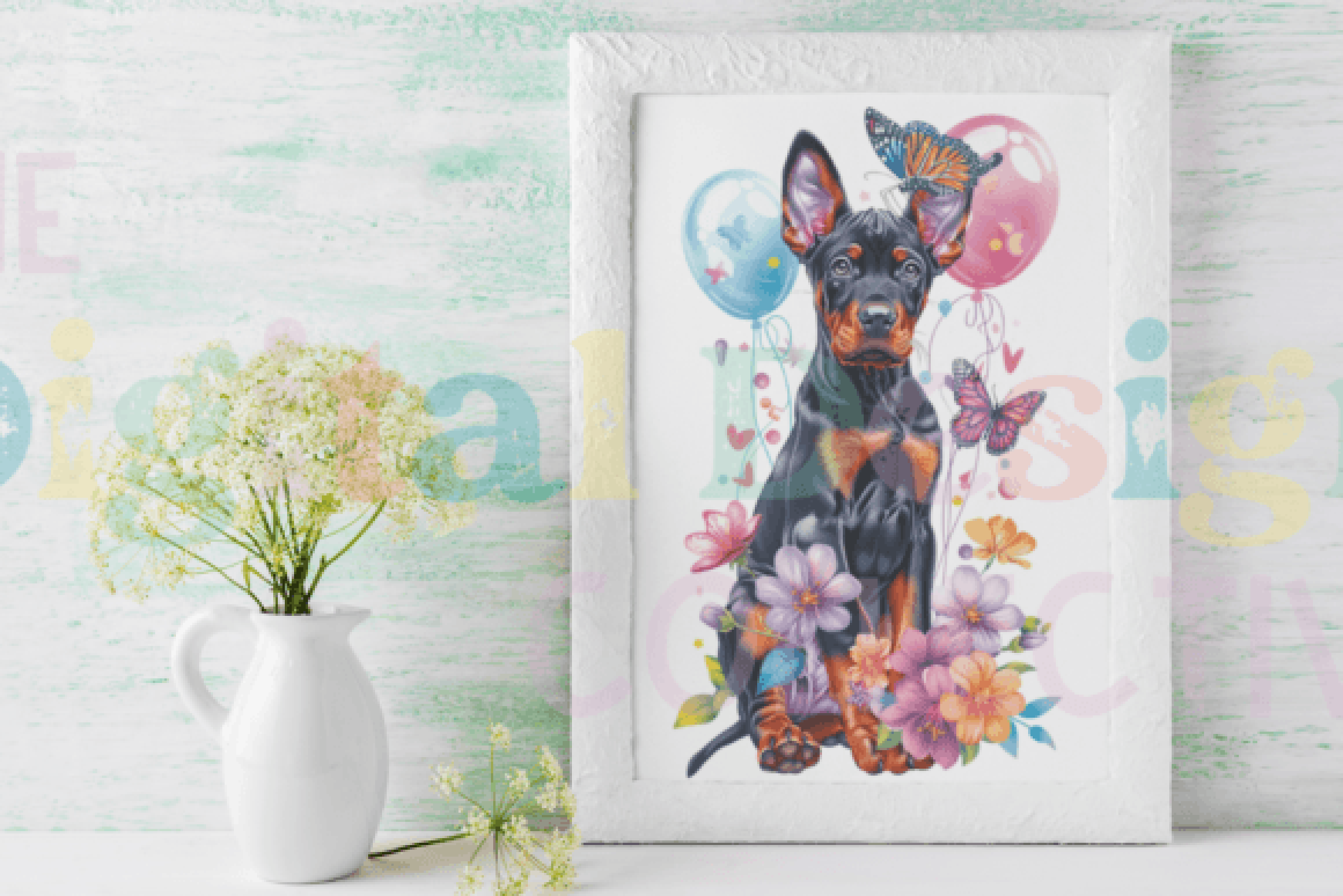Dog Floral Birthday Clipart Bundle
