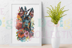 Doberman Floral Birthday Clipart Bundle - CraftNest - Digital Crafting and Art