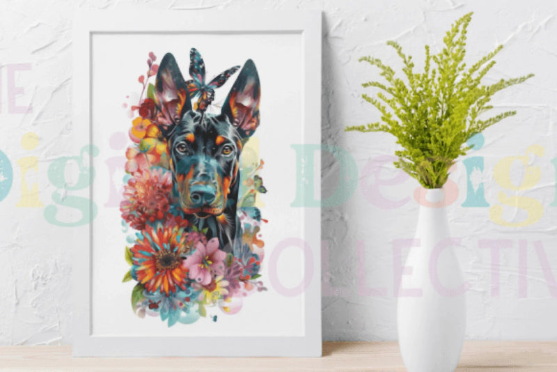 Dog Floral Birthday Clipart Bundle - CraftNest - Digital Crafting and Art