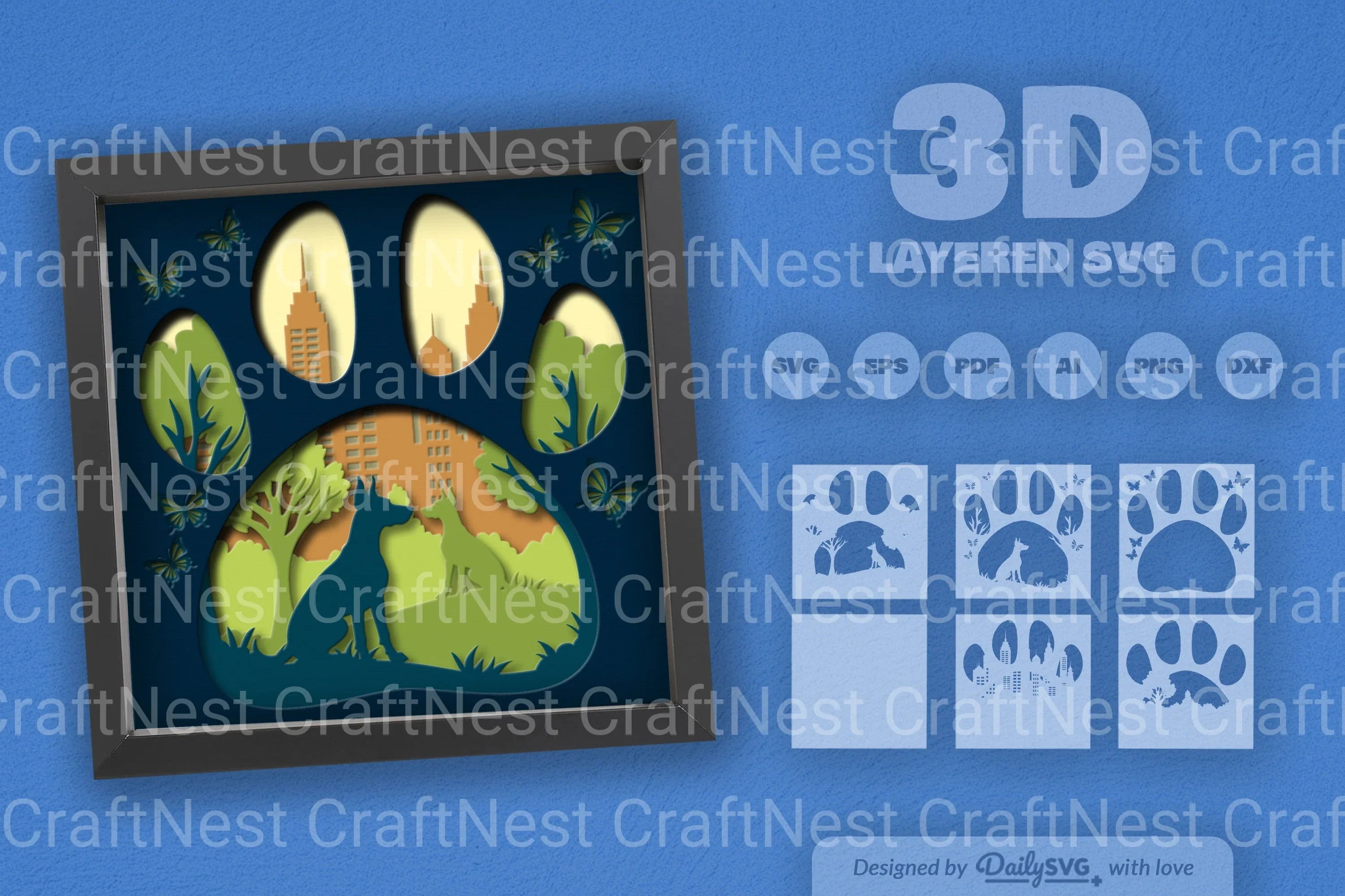 Doberman Pinscher Park Papercut SVG Bundle