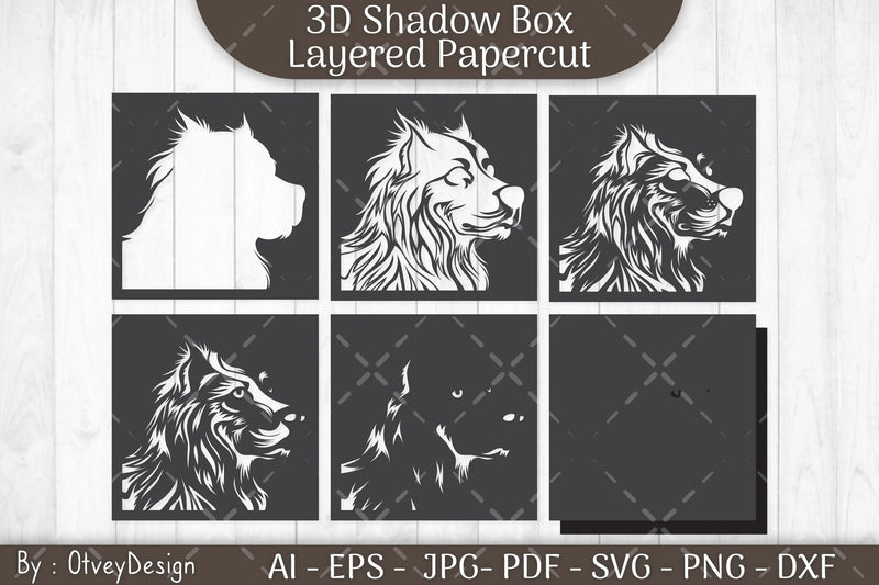 Dog Shadowbox Layered Papercut SVG Bundle - CraftNest - Digital Crafting and Art